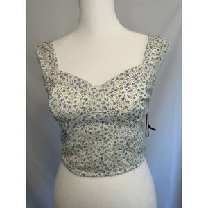 Jopna Floral Crop Top Sweetheart Neck Smocked Back Babydoll Cute Size S‎